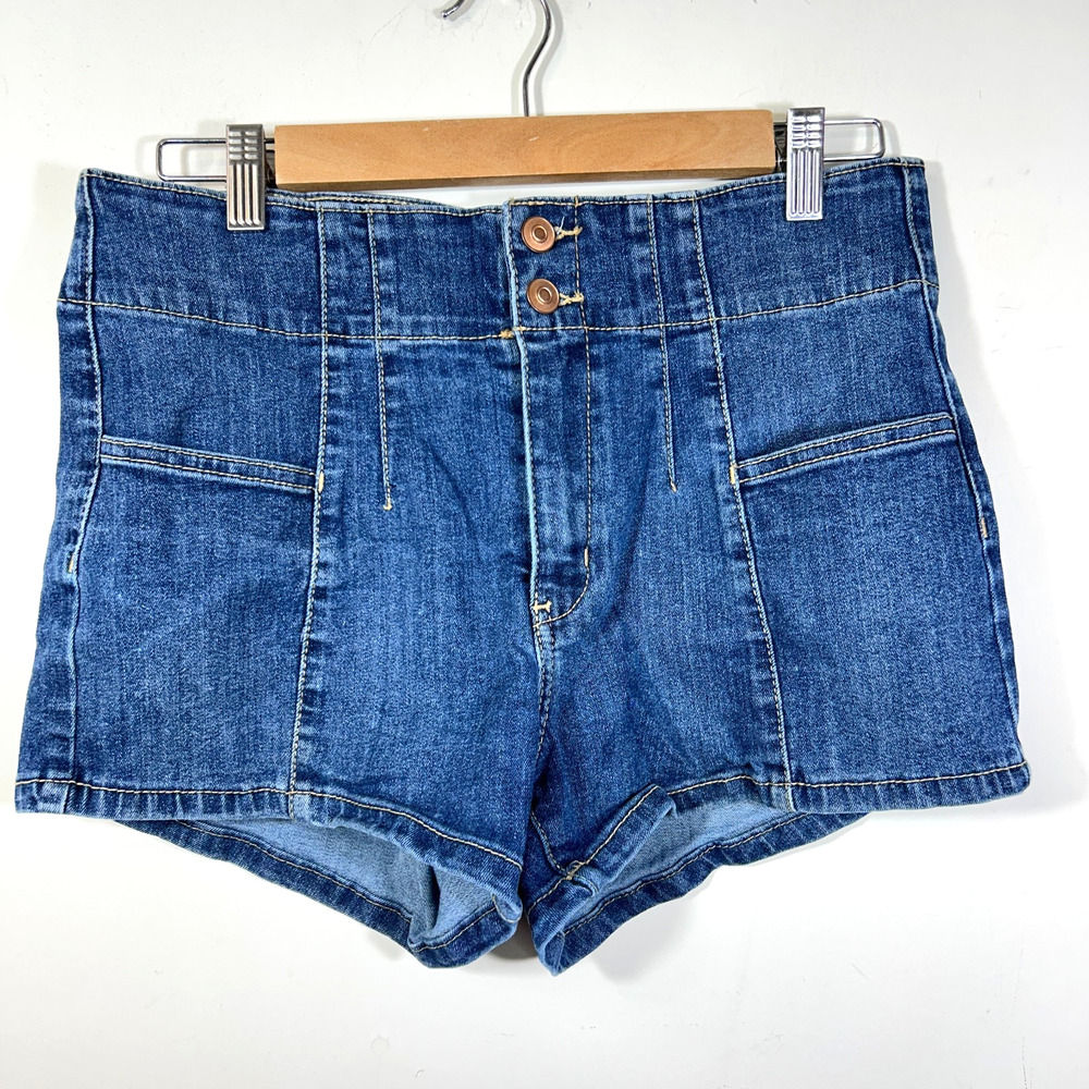 No Boundaries Shorts Juniors 13 Dark Enzyme Pintuck Denim 3” Inseam Stretch
